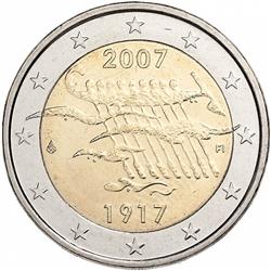 Obverse of Finland 2 euros 2007 - 90th anniversary of Finland's independence