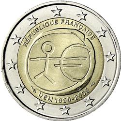 Obverse of France 2 euros 2009 - 10th anniversary of the EMU and the birth of the euro