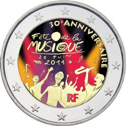 Obverse of France 2 euros 2011 - 30th Anniversary of Fete de la Musique