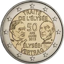 Obverse of France 2 euros 2013 - 50 Years of Franco-German Friendship (Elysee Treaty)