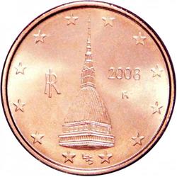 Obverse of Italy 2 cents 2006 - Mole Antonelliana