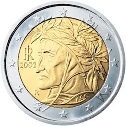 Obverse of Italy 2 euros 2013 - Portrait of Raphael of Dante Alighieri