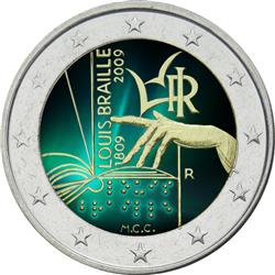 Obverse of Italy 2 euros 2009 - 200th Birthday of Louis Braille