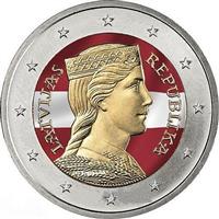 Image of Latvia 2 euros colored euro