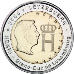 Obverse of Luxembourg 2 euros 2004 - Effigy of the Grand Duke Henri