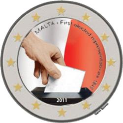 Obverse of Malta 2 euros 2011 - First elected representatives