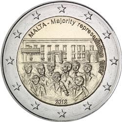 Obverse of Malta 2 euros 2012 - 1887 Majority Representation