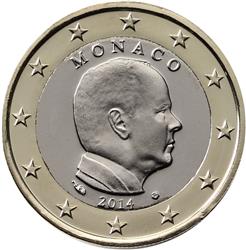 Obverse of Monaco 1 euro 2014 - H.S.H. Prince Albert II