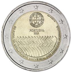 Obverse of Portugal 2 euros 2008 - 60th Anniversary of the Universal Declaration of Human Rights