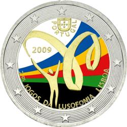 Obverse of Portugal 2 euros 2009 - 2nd Lusophone Games