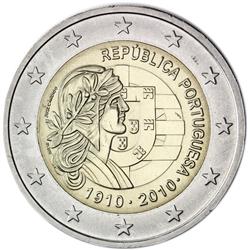 Obverse of Portugal 2 euros 2010 - Centenary of the Portuguese Republic