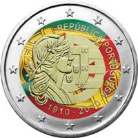 Image of Portugal 2 euros colored euro