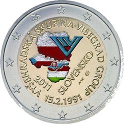 Obverse of Slovakia 2 euros 2011 - 20th Anniversary of Foundation of the Visegrad Group