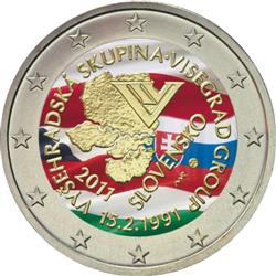 Obverse of Slovakia 2 euros 2011 - 20th Anniversary of Foundation of the Visegrad Group