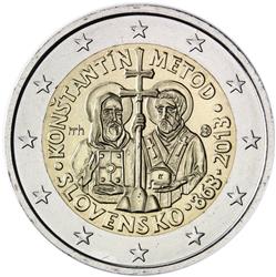 Obverse of Slovakia 2 euros 2013 - Saint Cyrillus and Methodius