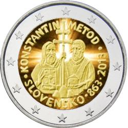 Obverse of Slovakia 2 euros 2013 - Saint Cyrillus and Methodius