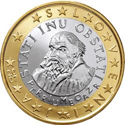 Obverse of Slovenia 1 euro 2007 - Primoz Trubar