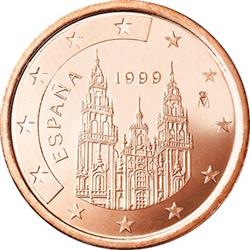 Obverse of Spain 1 cent 1999 - The Cathedral Santiago de Compostela
