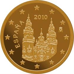 Obverse of Spain 1 cent 2010 - The Cathedral Santiago de Compostela