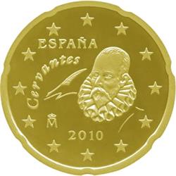 Obverse of Spain 20 cents 2010 - Miguel de Cervantes