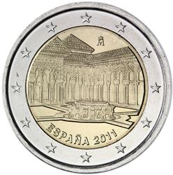 Obverse of Spain 2 euros 2011 - Lion yard of the Alhambra, Granada