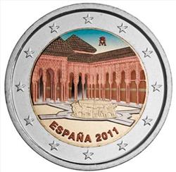 Obverse of Spain 2 euros 2011 - Lion yard of the Alhambra, Granada