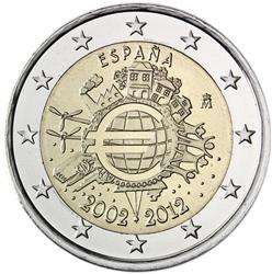 Obverse of Spain 2 euros 2012 - 10 years of euro banknotes and coins
