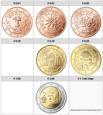 Obverse of Austria Set of 6 coins 2003