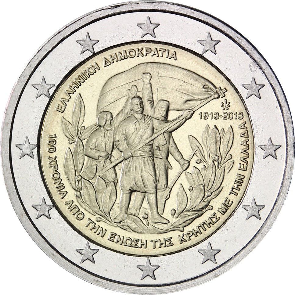 Details about   Greece 2013 FDC and 2 euro coin 100th anniversary of the union of Crete 