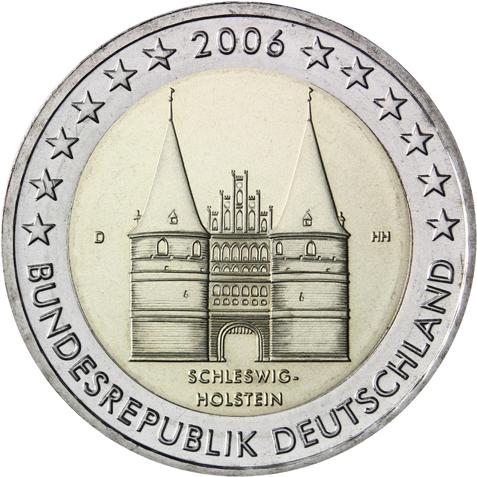 Germany 2 Euro 06 Holstentor In Lubeck J Hamburg Eur563