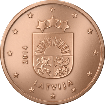 one Euro Cents 50 Coins Latvia Lettland 2014 Gem Unc 1 Original Roll 1 
