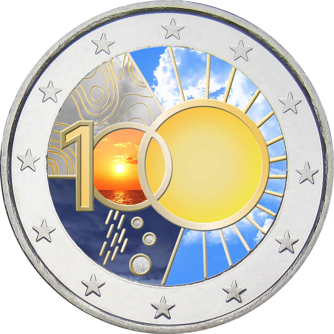 BELGIUM: TWO EURO 2013 100TH ANNIV UNC OF THE ROYAL METEOROLOGICAL INST..