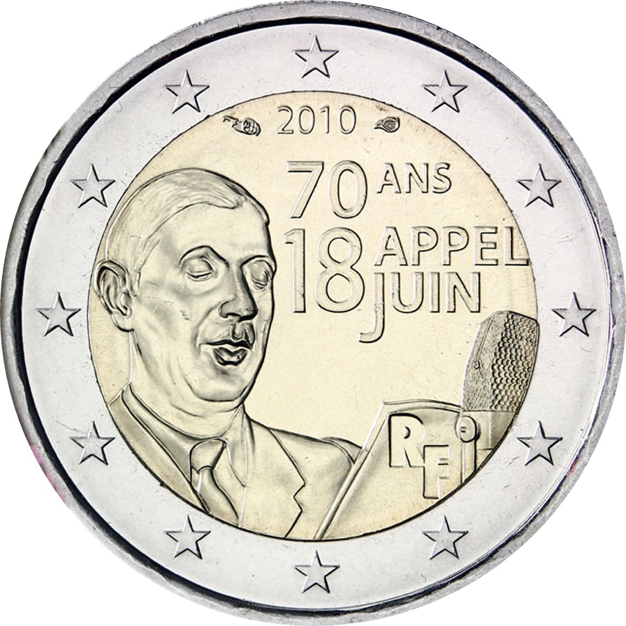 France 2 Euro 10 70th Anniversary Of General De Gaulle S Appeal Of 18 June Eur162